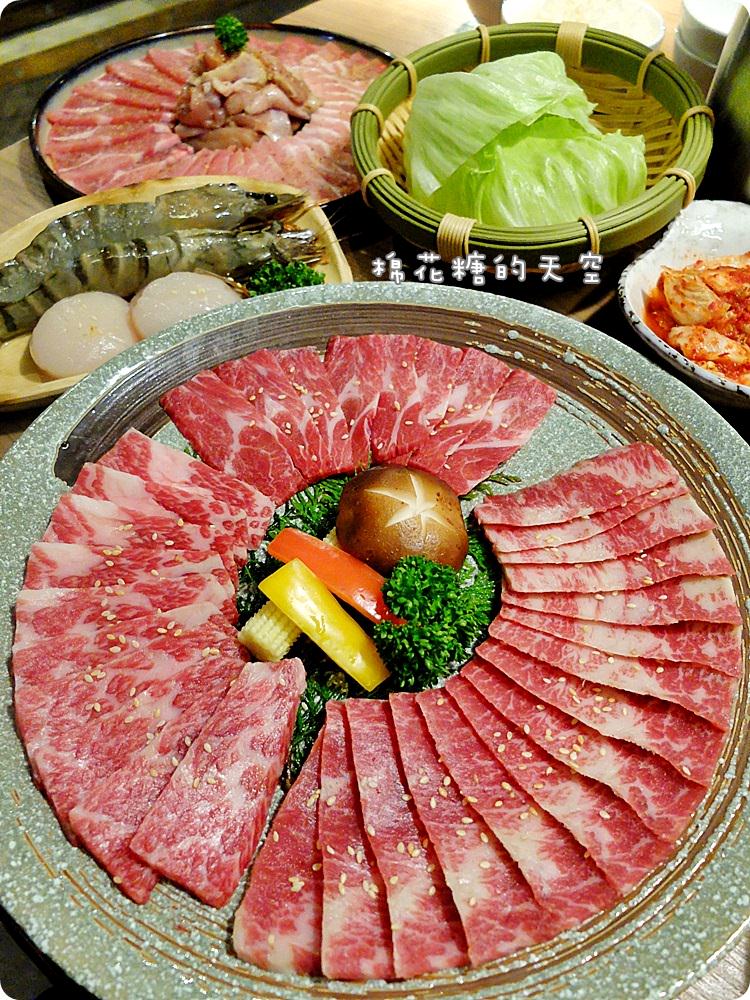 台中燒肉‖雲火日式燒肉超狂新菜單-Prime等級牛肉滿滿一大盤,外加三豬一雞、超大干貝