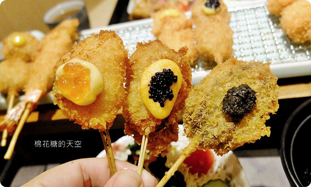 中友百貨美食推薦|天串招牌串揚套餐排排站超療癒！獨特炸牛排還有邪惡粉紅切面喔！