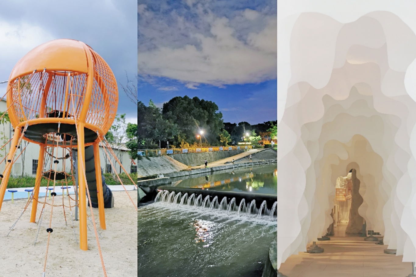 台中大里新景點一日遊|腳踏車、博物館、打卡小公園～連夢幻夜景河岸公園通通有