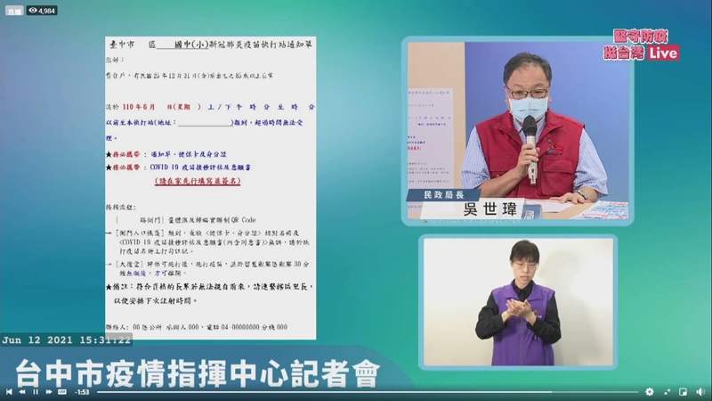 台中長者施打疫苗免預約~防疫措施持續更新中！