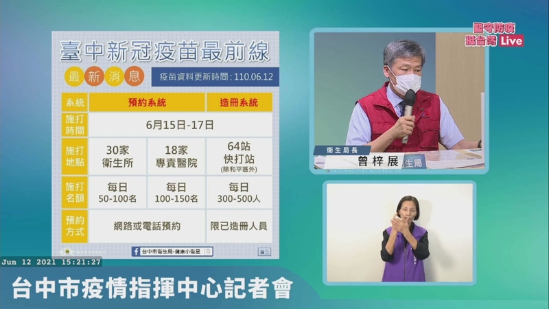 台中長者施打疫苗免預約~防疫措施持續更新中！