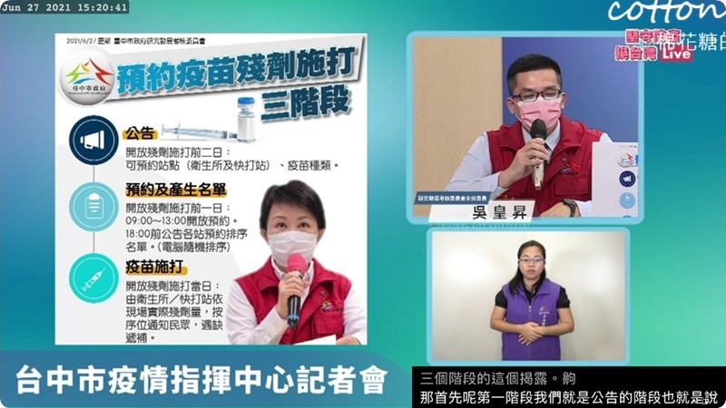 台中市公布疫苗殘劑施打預約方式！預約官網已上線~不用到現場排隊喔～