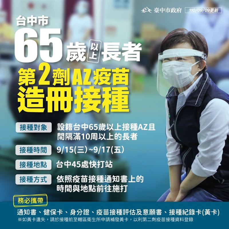 更新台中長者第二劑施打方法！預約施打疫苗不用等簡訊！之前有登記意願直接上網預約～