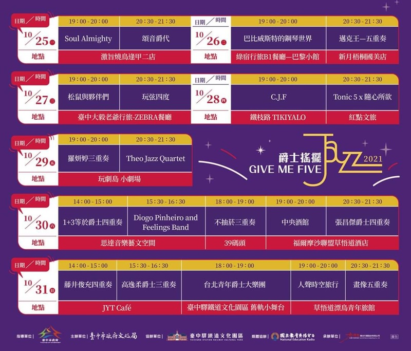 2021台中爵士音樂節活動懶人包，為期十天表演場次、場地與往年大不同！