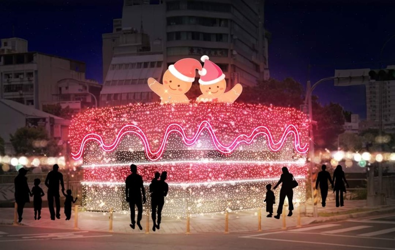 台中聖誕節|柳川變身粉紅甜點製造所～超高水柱聖誕樹令人期待