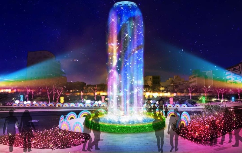 台中聖誕節|柳川變身粉紅甜點製造所～超高水柱聖誕樹令人期待