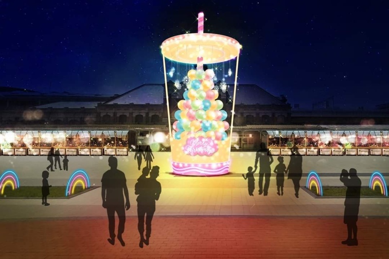 台中聖誕節|柳川變身粉紅甜點製造所～超高水柱聖誕樹令人期待