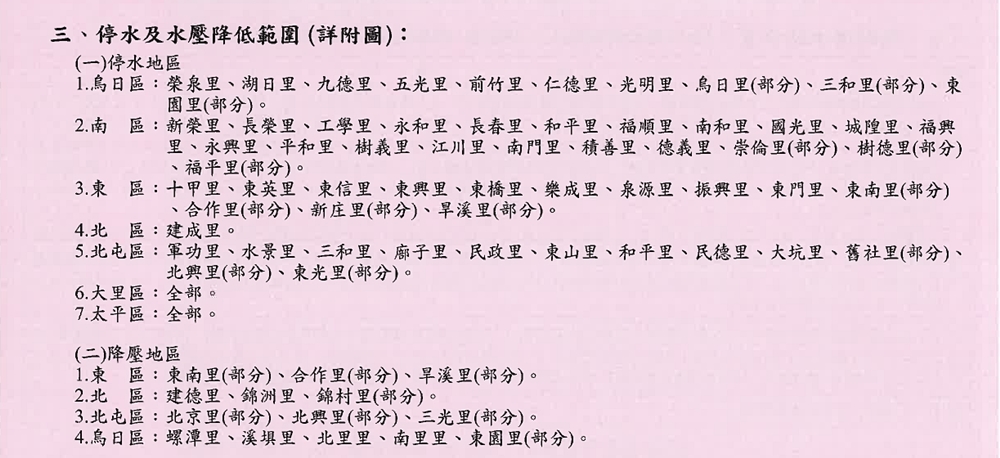 台中停水減壓47小時!臨時供水站完整資訊看這邊~ 台中停水減壓47小時!臨時供水站完整資訊看這邊~
