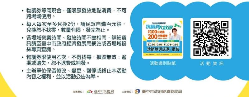 台中物調券大放送！100變200！領取方法、地點、注意事項看這裡！