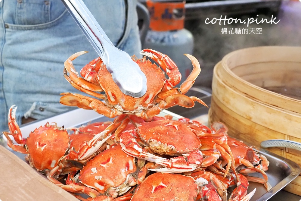 台中夜市最新推薦-海鮮饗宴，現蒸宜蘭黃金蟹、海釣透抽甜甜價