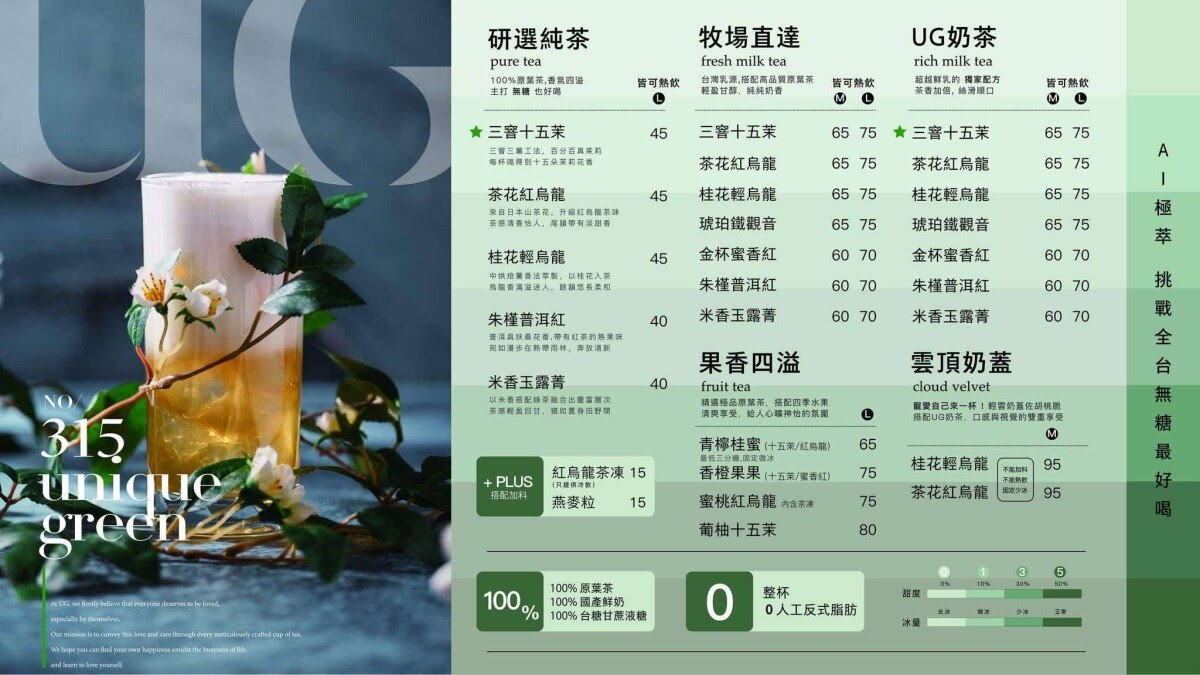 UG TEA台中首店今開幕!四月再加碼插旗這一區~文末有完整菜單