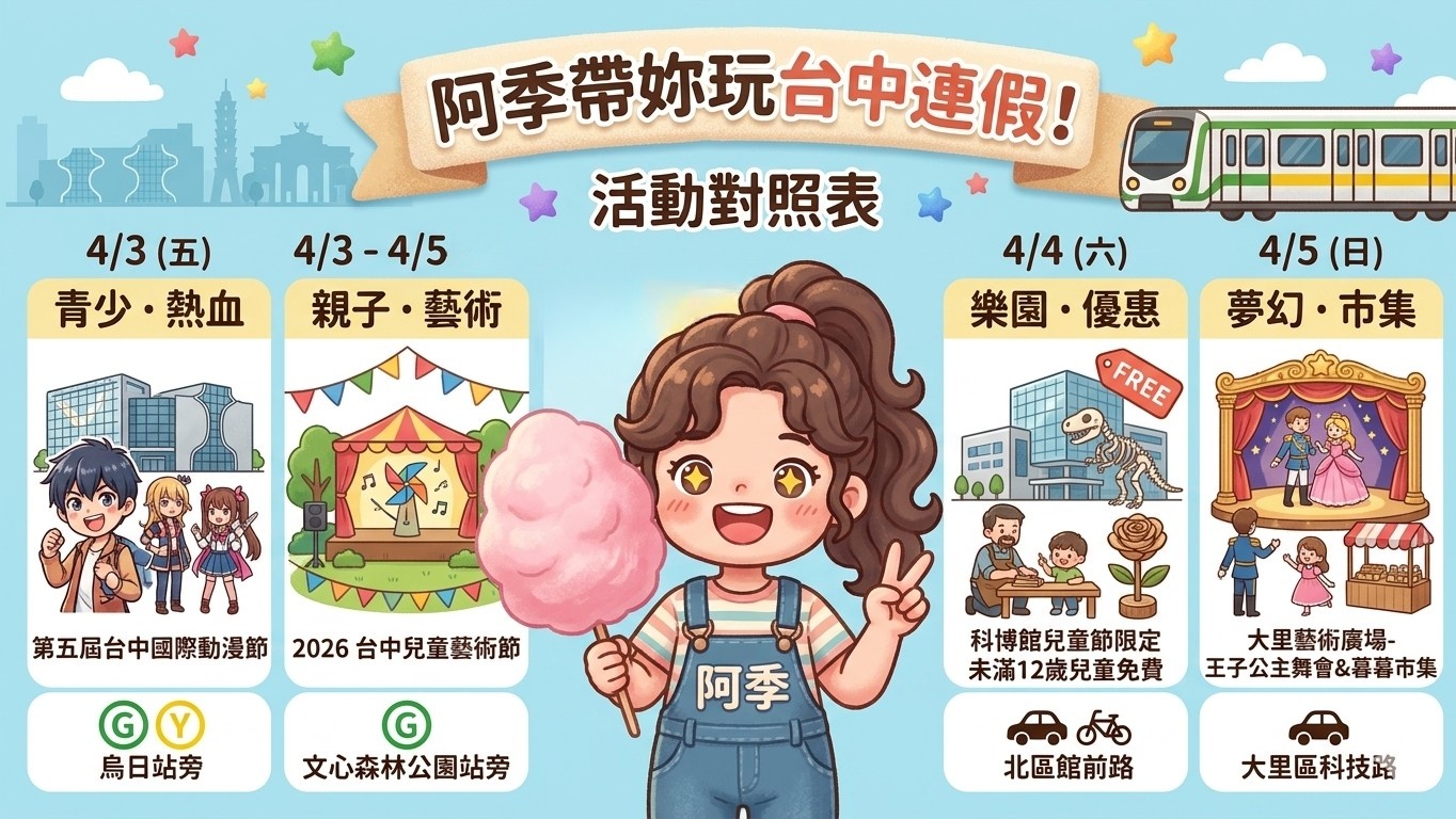 2026台中連假活動懶人包！紙風車劇團、動漫盛典、職人DIY全收錄